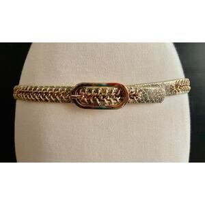 NINE WEST Gold Metallic Belt w/Chain Accent sz S